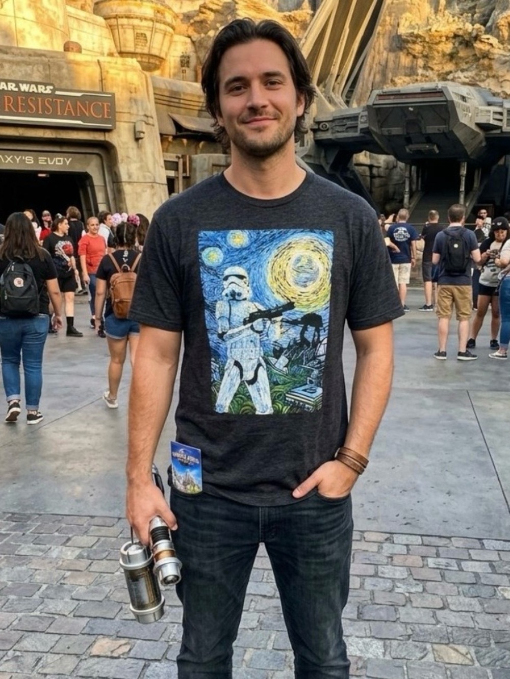 Star Wars T-Shirt XL Black Stormtrooper Van Gogh Starry Night Parody Art Tee